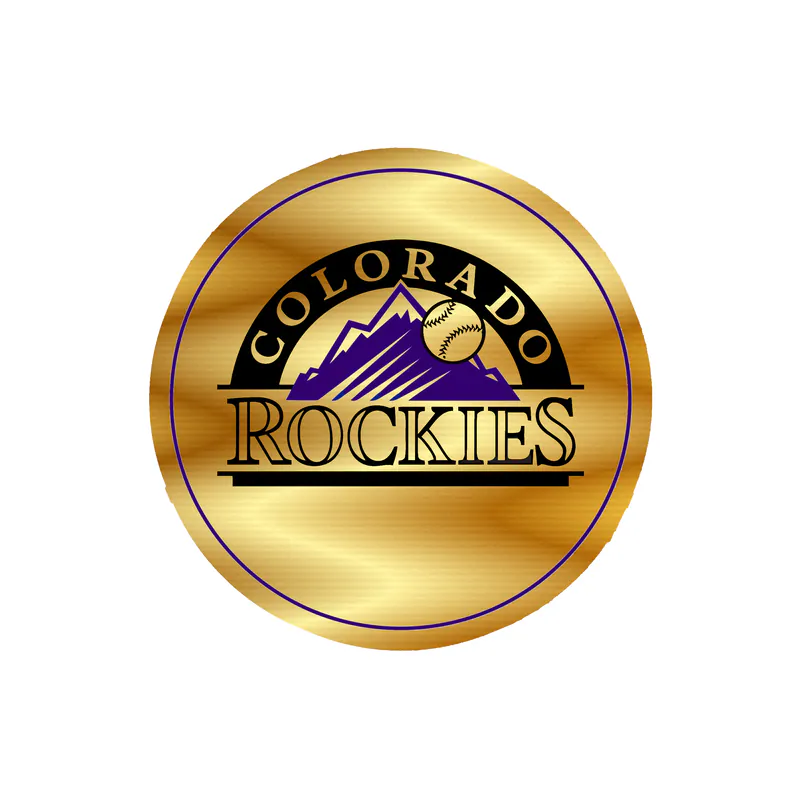 Colorado Rockies - White Circle - Gold Chrome Vinyl Sticker - Custom Size