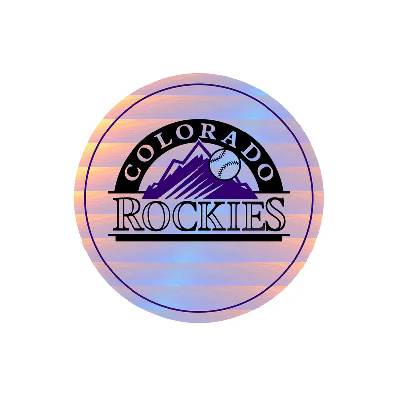Colorado Rockies - White Circle - Holographic Vinyl Sticker - Custom Size