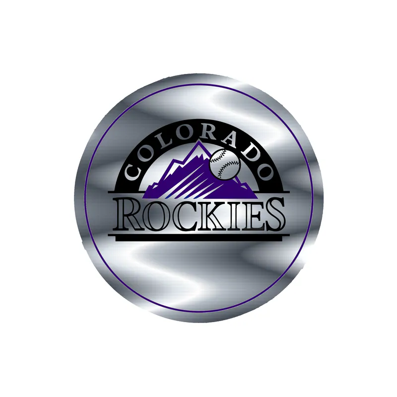 Colorado Rockies - White Circle - Silver Chrome Vinyl Sticker - Custom Size