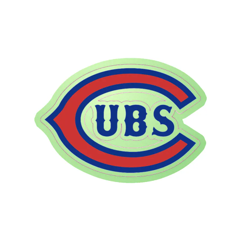 Chicago Cubs - Cubs With Red C - Glow in the Dark Vinyl Sticker - Custom Size