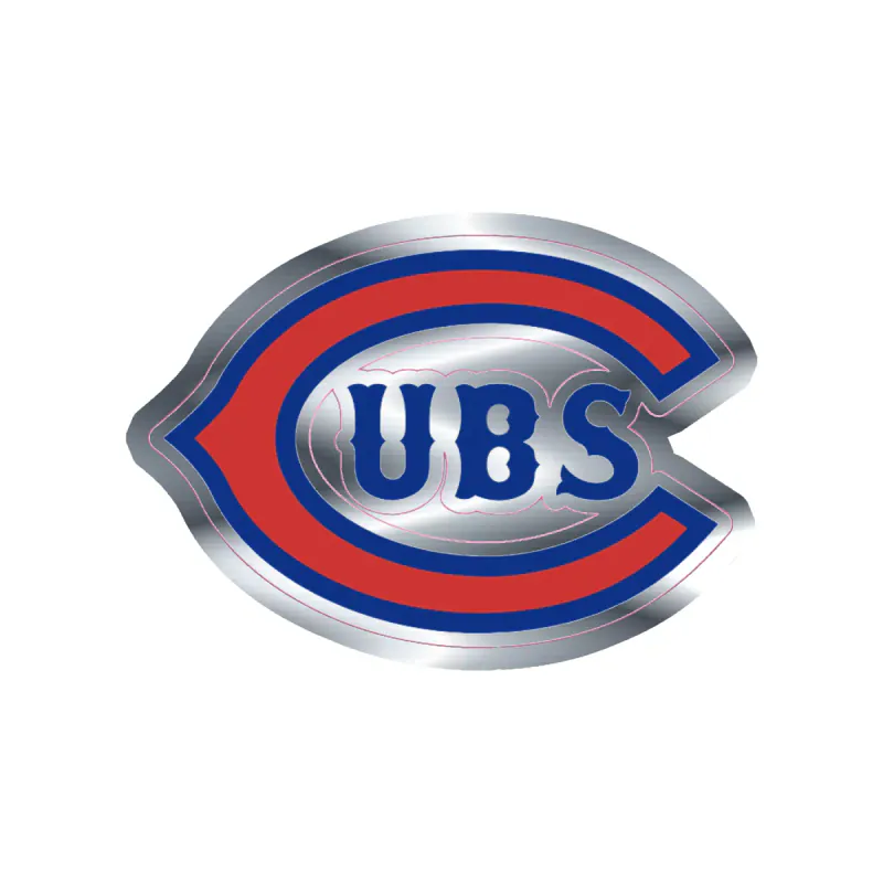 Chicago Cubs - Cubs With Red C - Silver Chrome Vinyl Sticker - Custom Size