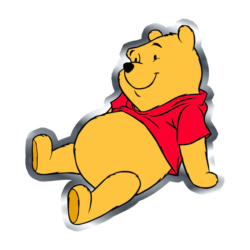 Winnie The Pooh - Silver Chrome Vinyl Sticker - Custom Size
