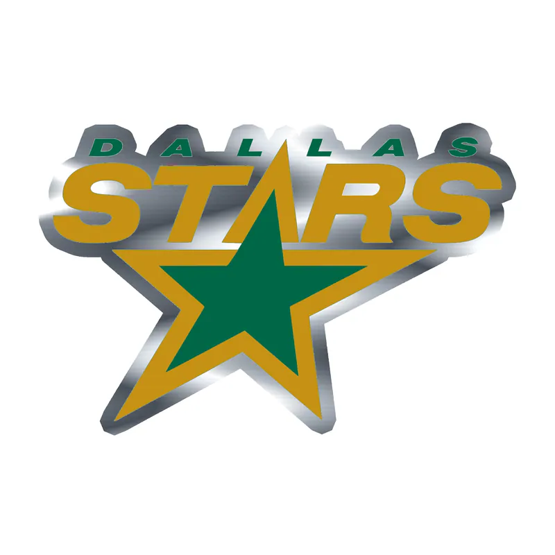 Dallas Stars - Star With Name - Silver Chrome Vinyl Sticker - Custom Size