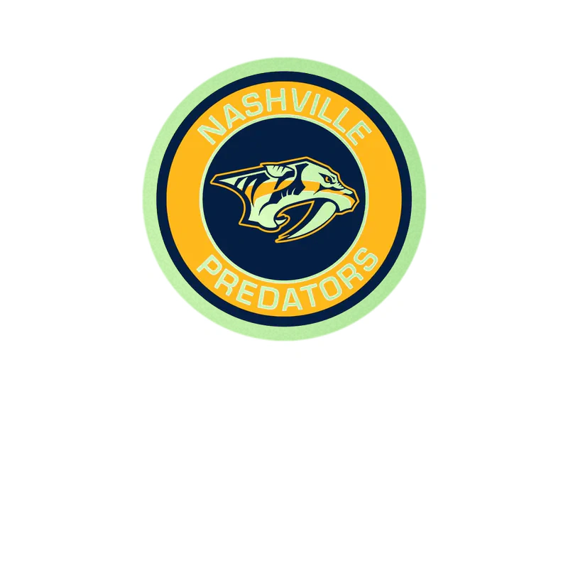Nashville Predators - Circle With Name And Tiger - Glow in the Dark Vinyl Sticker - Custom Size