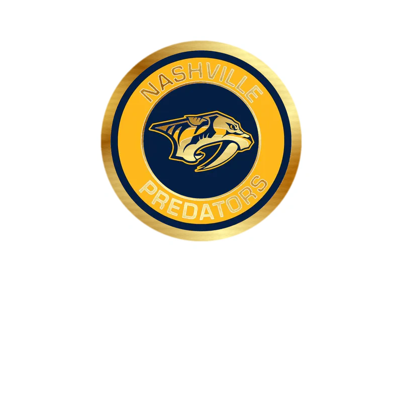 Nashville Predators - Circle With Name And Tiger - Gold Chrome Vinyl Sticker - Custom Size