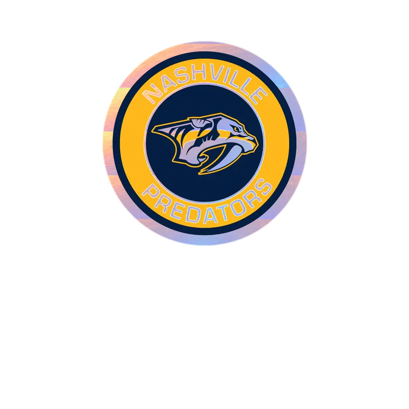 Nashville Predators - Circle With Name And Tiger - Holographic Vinyl Sticker - Custom Size