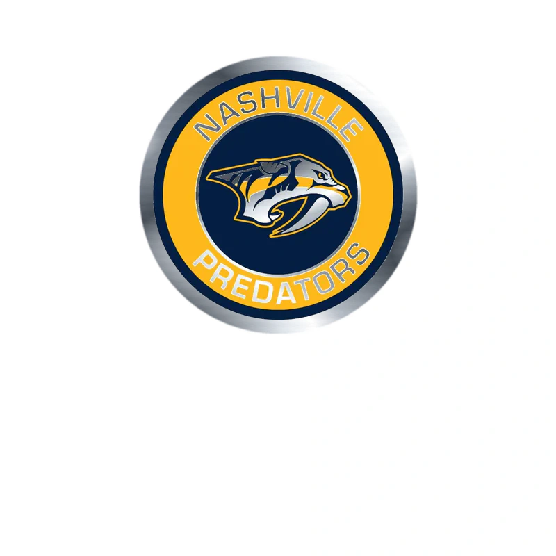Nashville Predators - Circle With Name And Tiger - Silver Chrome Vinyl Sticker - Custom Size