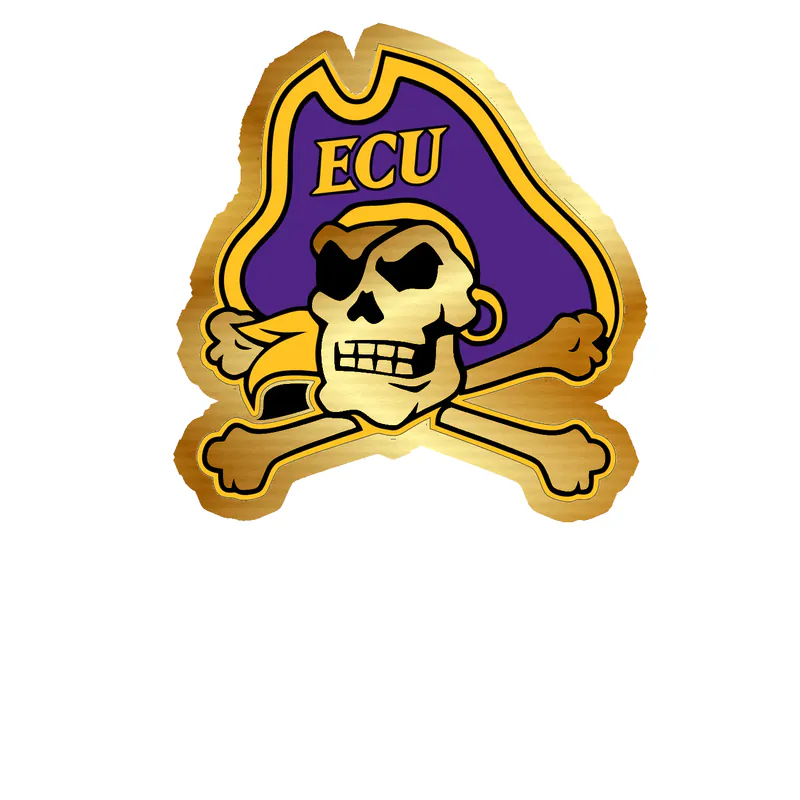ECU Pirates Gold Chrome Vinyl Decal - Custom Size