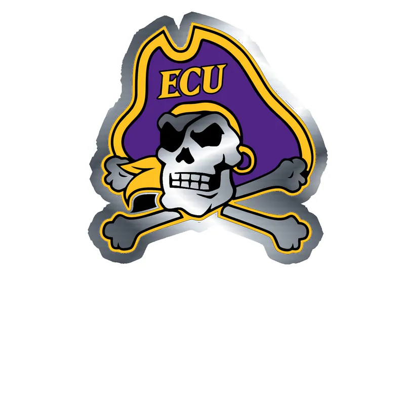 ECU Pirates Silver Chrome Vinyl Decal - Custom Size