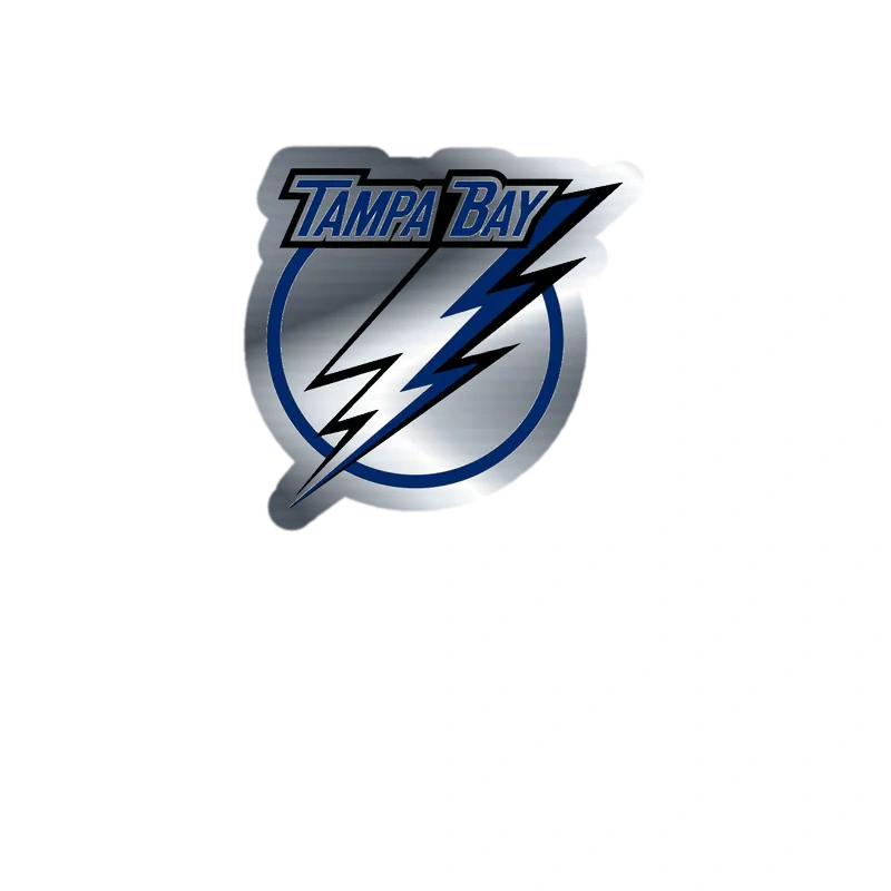 Tampa Bay Lightning - Circle Multi Color With Name - Silver Chrome Vinyl Sticker - Custom Size
