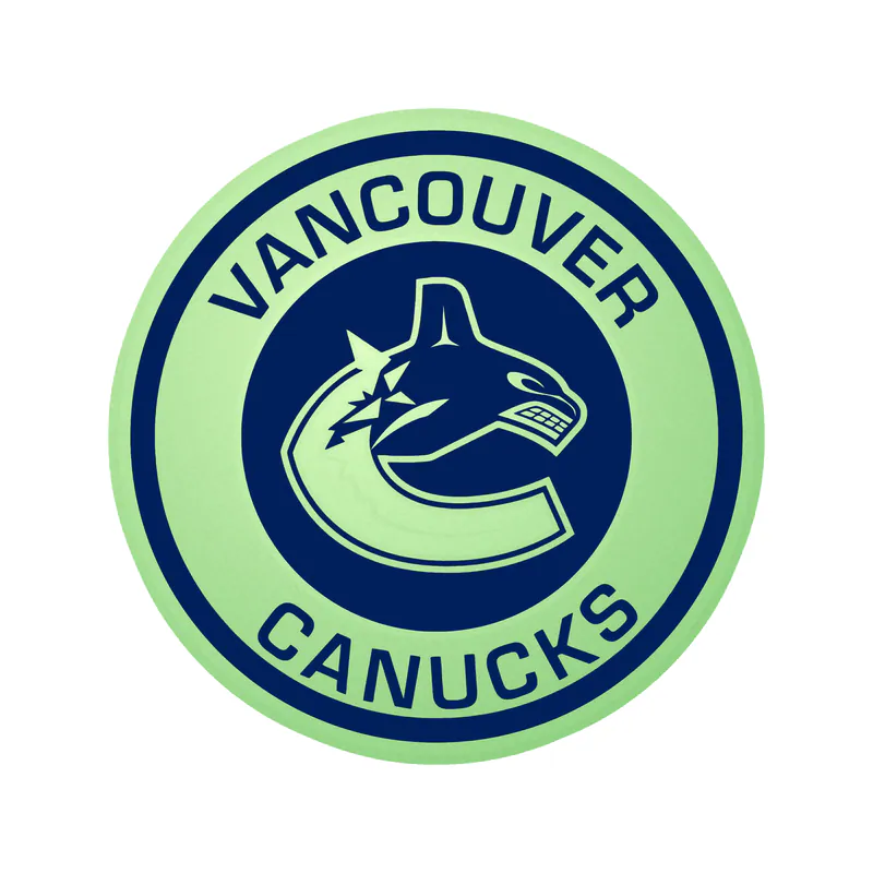 Vancouver Canucks - Gray Circle With Name - Glow in the Dark Vinyl Sticker - Custom Size