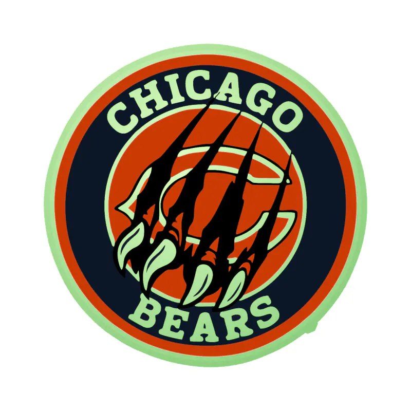 Chicago Bears - Circle with Claws - Glow in the Dark Vinyl Sticker - Custom Size