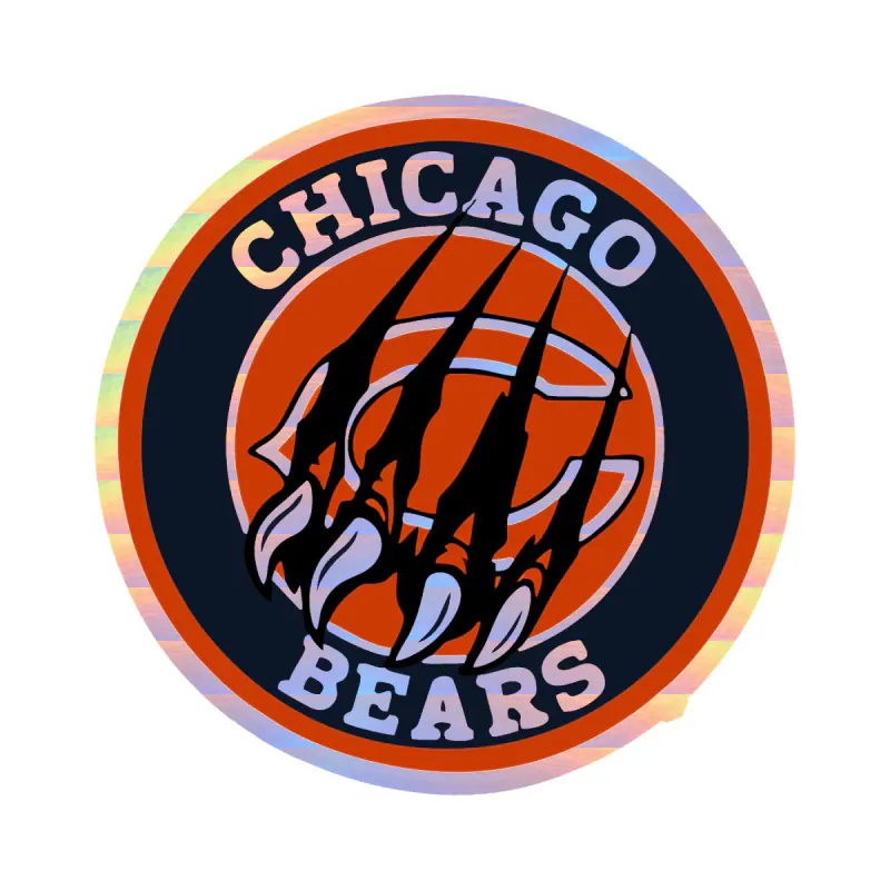 Chicago Bears - Circle with Claws - Holographic Vinyl Sticker - Custom Size