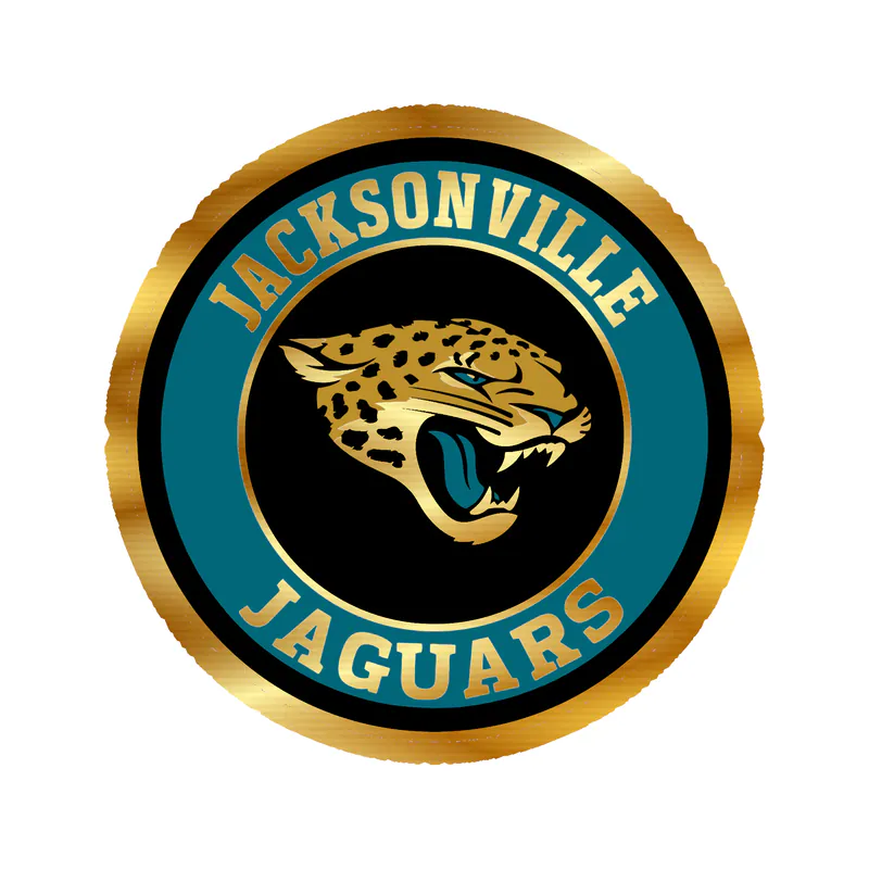 Jacksonville Jaguars - Black And Teal Circle - Gold Chrome Vinyl Sticker - Custom Size