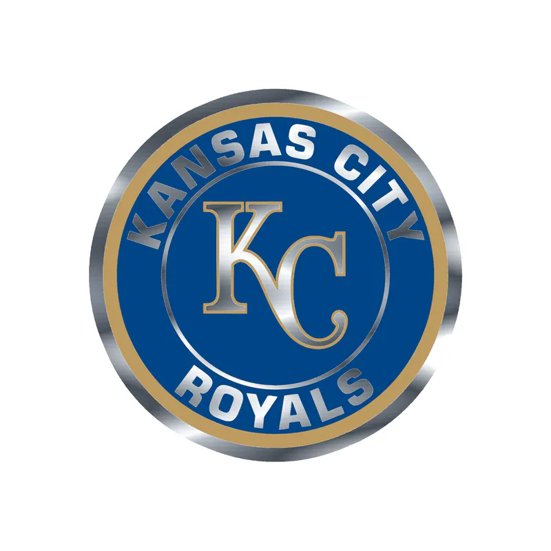 Kansas City Royals - Circle With KC In Middle - Silver Chrome Vinyl Sticker - Custom Size