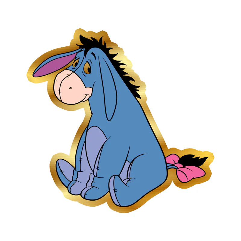 Winnie The Pooh - Eeyore - Gold Chrome Vinyl Sticker - Custom Size