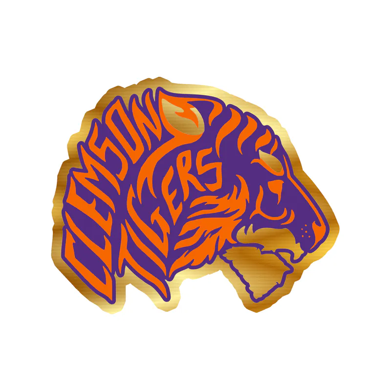 Clemson Tigers - Image 2 - Gold Chrome Vinyl Decal - Custom Size