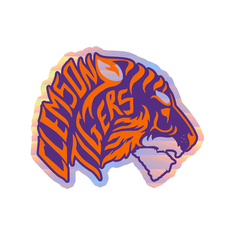 Clemson Tigers - Image 2 - Holographic Vinyl Decal - Custom Size