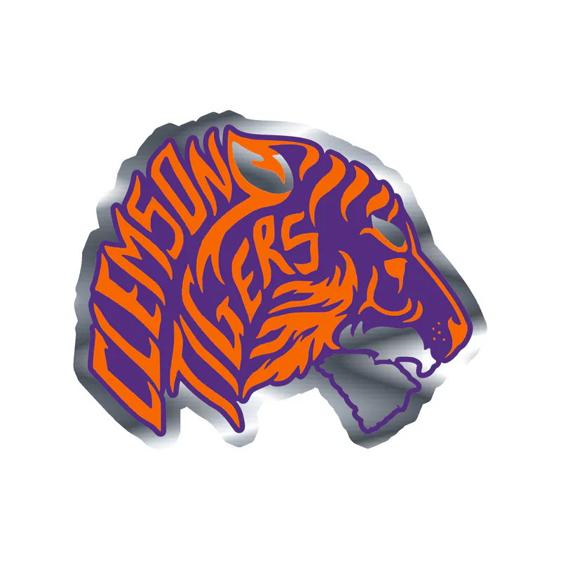 Clemson Tigers - Image 2 - Silver Chrome Vinyl Decal - Custom Size