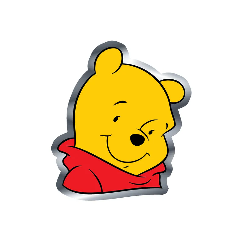 Winnie The Pooh - Silver Chrome Vinyl Sticker - Custom Size