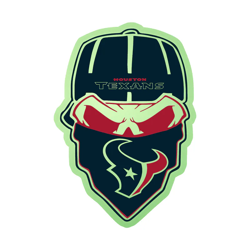 Houston Texans - Skull With Cap - Glow in the Dark Vinyl Sticker - Custom Size