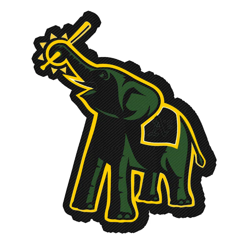 Oakland Athletics - Elephant With Baseball Bat - Carbon Fiber Vinyl Sticker - Custom Size