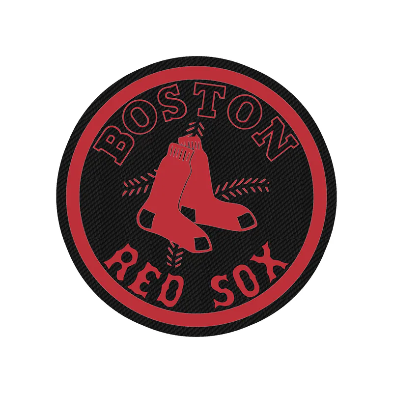 Boston Red Sox - Circle With Sox And Baseball - Carbon Fiber Vinyl Sticker - Custom Size