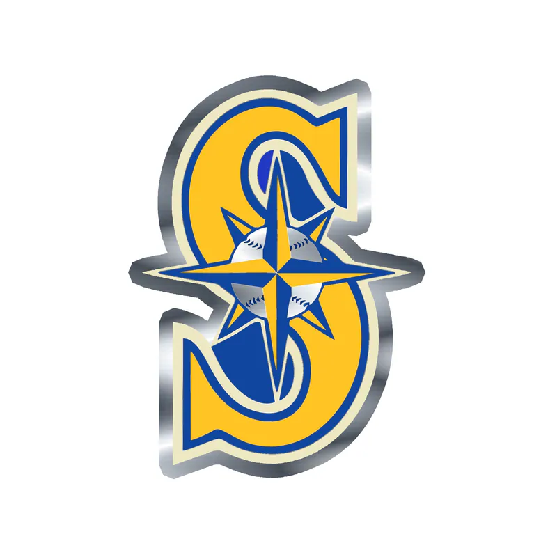 Seattle Mariners - Yellow S - Silver Chrome Vinyl Sticker - Custom Size