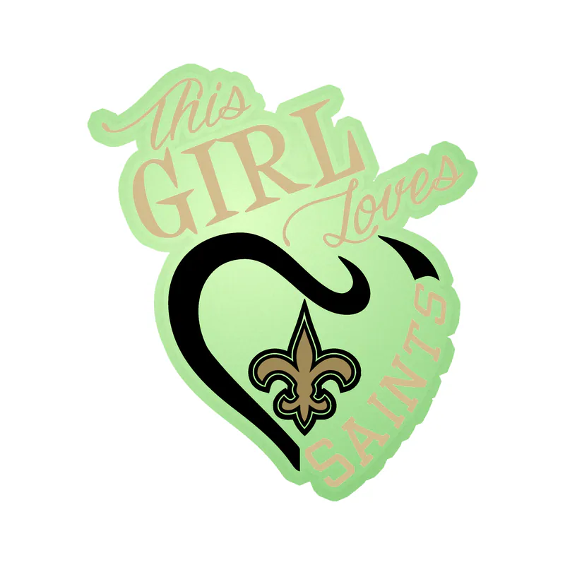 New Orleans Saints Girl Glow in the Dark Vinyl Sticker - Custom Size