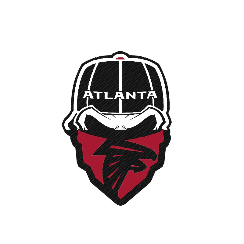 Atlanta Falcons - Skull With Bandana - Carbon Fiber Vinyl Sticker - Custom Size