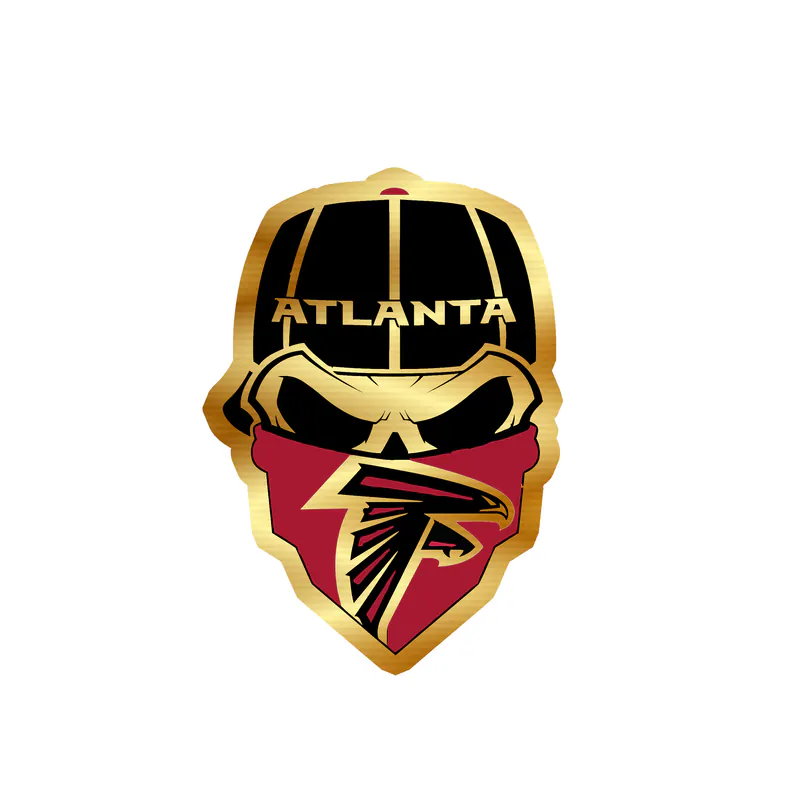 Atlanta Falcons - Skull With Bandana - Gold Chrome Vinyl Sticker - Custom Size