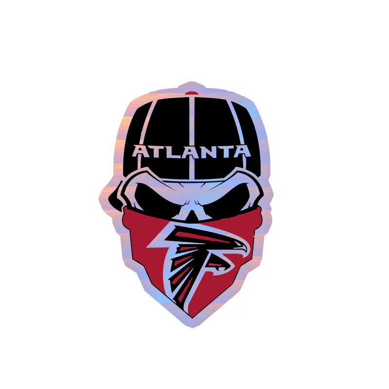 Atlanta Falcons - Skull With Bandana - Holographic Vinyl Sticker - Custom Size