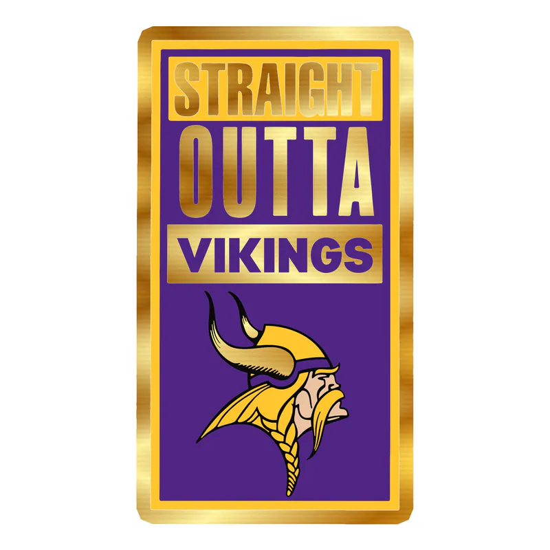 Minnesota Vikings - Straight Outta Vikings - Gold Chrome Vinyl Sticker - Custom Size