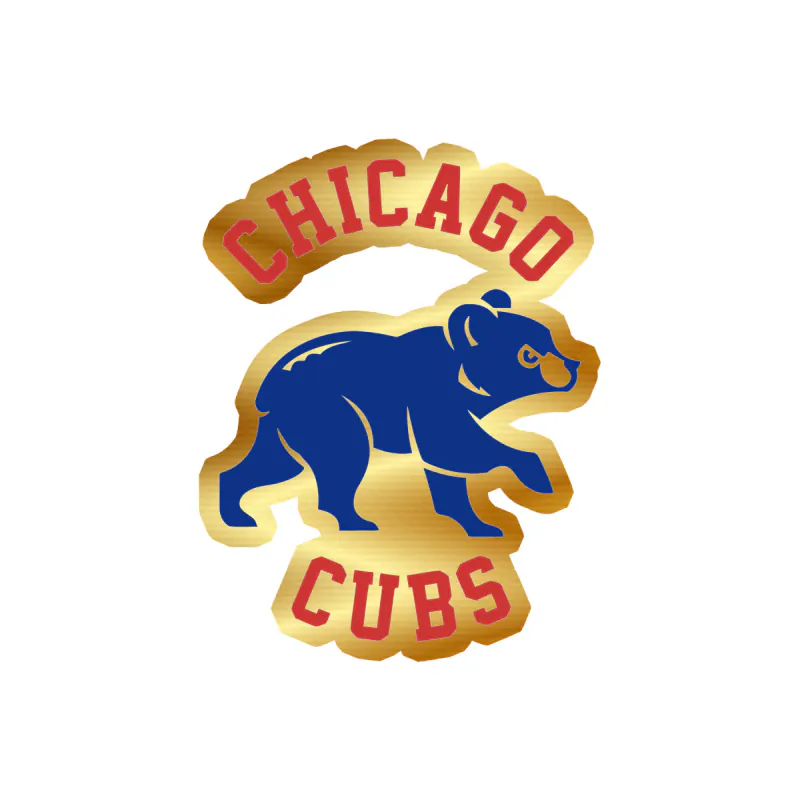 Chicago Cubs - Cubs With Name - Gold Chrome Vinyl Sticker - Custom Size