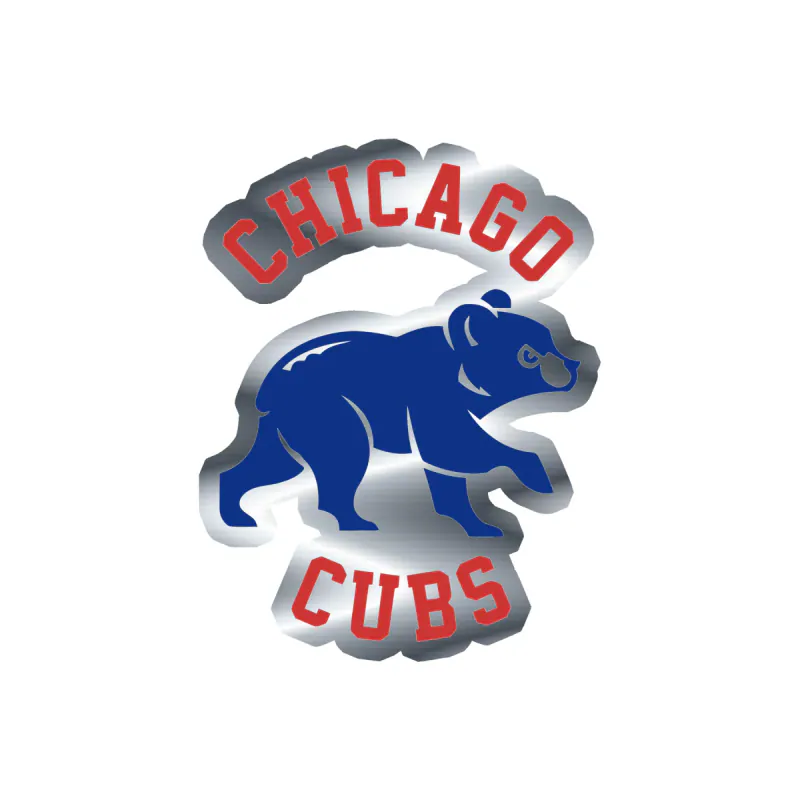 Chicago Cubs - Cubs With Name - Silver Chrome Vinyl Sticker - Custom Size