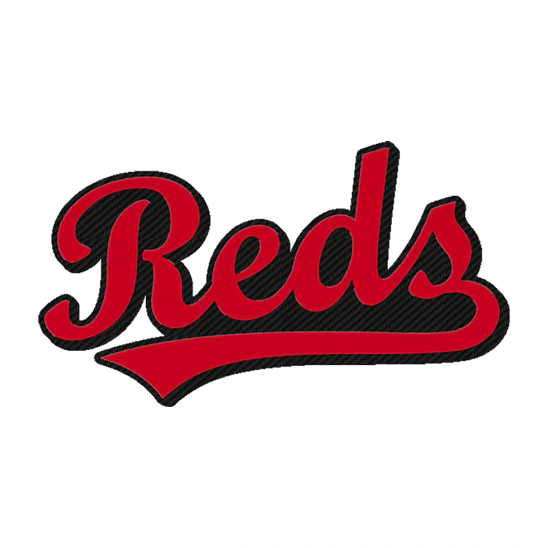 Cincinnati Reds - Reds Cursive - Carbon Fiber Vinyl Sticker - Custom Size