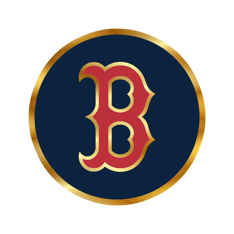 Boston Red Sox - Blue Circle With Red B - Gold Chrome Vinyl Sticker - Custom Size