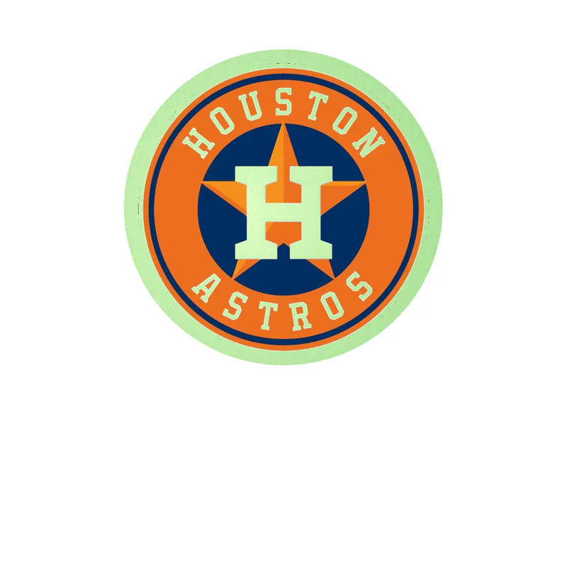 Houston Astros - Orange Circle With Name - Glow in the Dark Vinyl Sticker - Custom Size