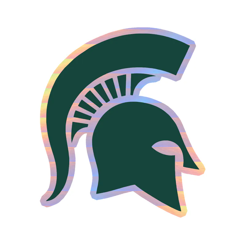 Michigan State Spartans- Helmet - Holographic Vinyl Decal - Custom Size