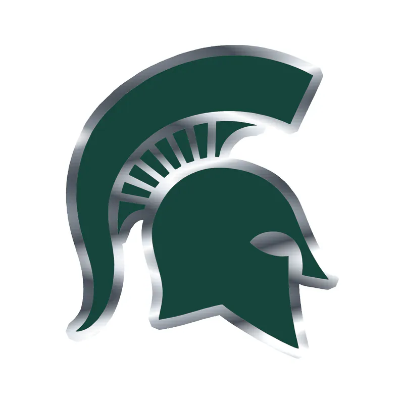 Michigan State Spartans- Helmet - Silver Chrome Vinyl Decal - Custom Size