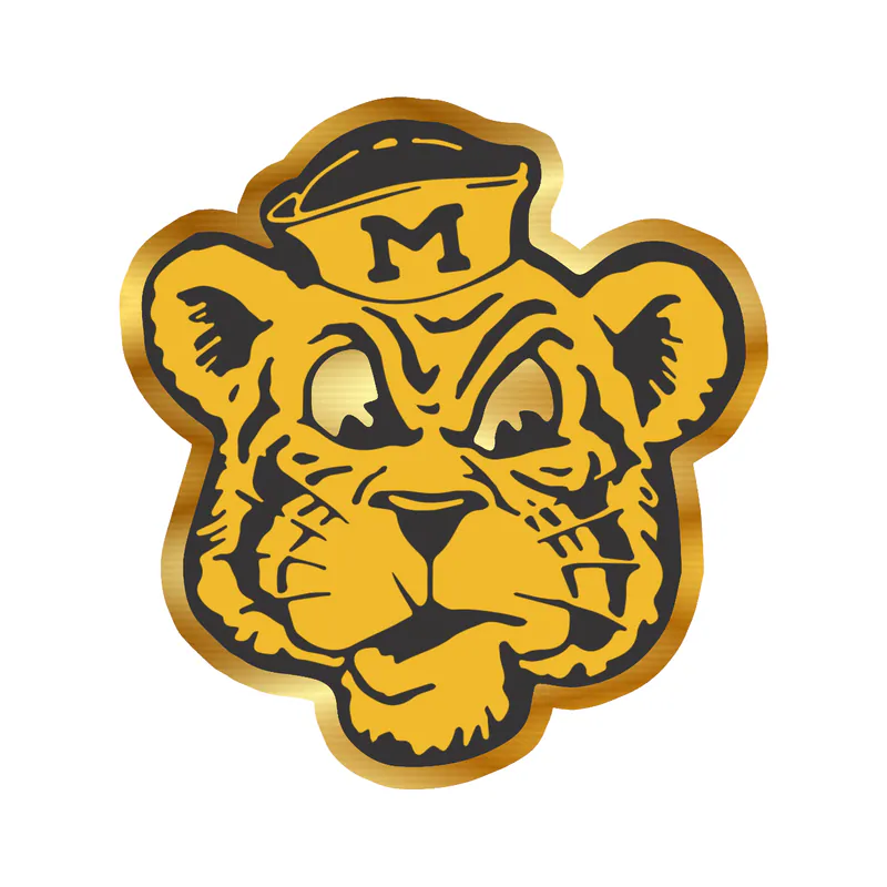 Missouri Tigers - Old School - Gold Chrome Vinyl Sticker - Custom Size