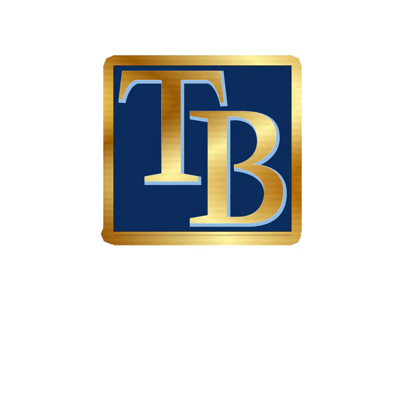 Tampa Bay Rays -TB With Blue Square - Gold Chrome Vinyl Sticker - Custom Size
