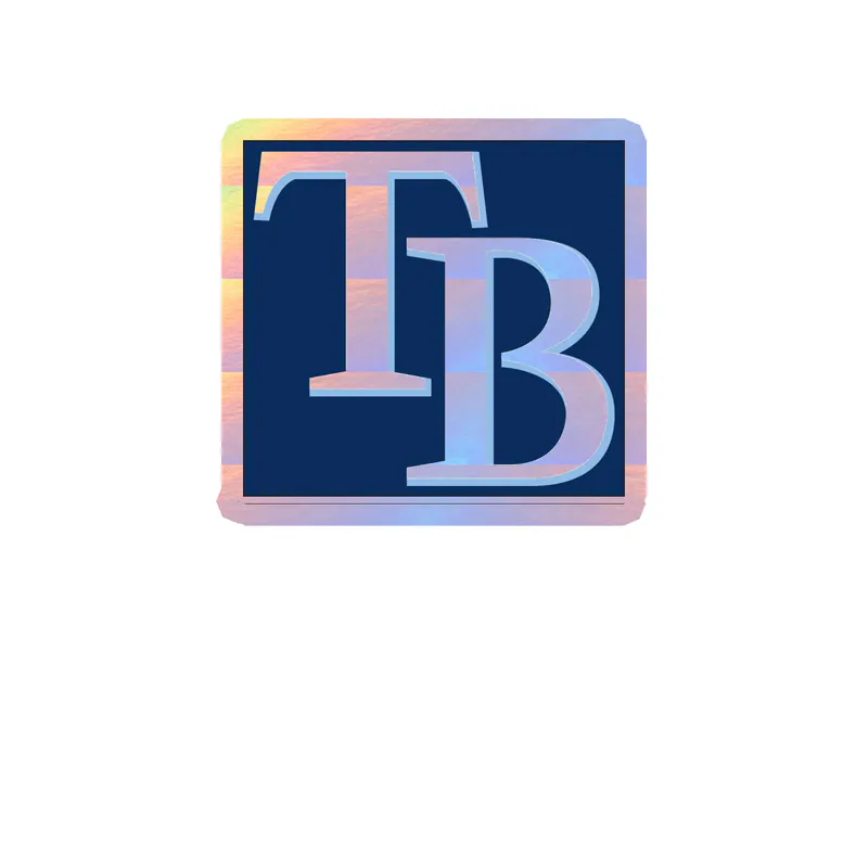 Tampa Bay Rays -TB With Blue Square - Holographic Vinyl Sticker - Custom Size