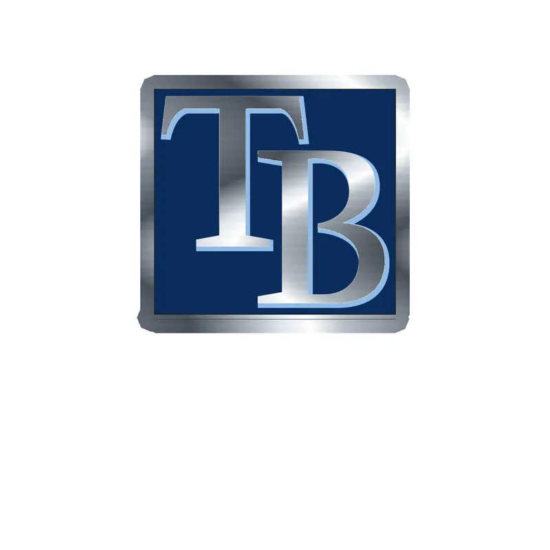Tampa Bay Rays -TB With Blue Square - Silver Chrome Vinyl Sticker - Custom Size