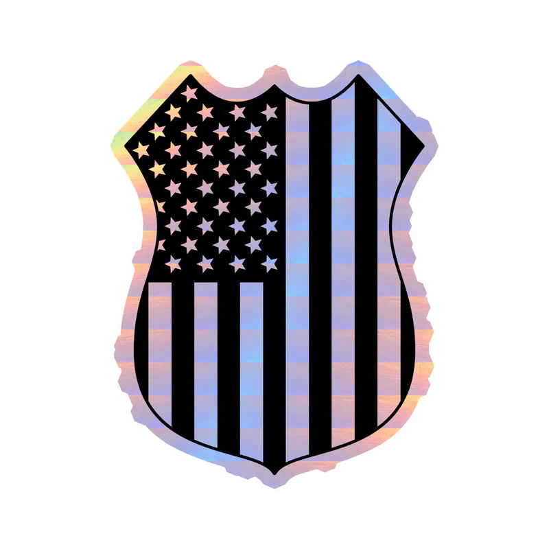 American Flag Shield Holographic Vinyl Decal - Custom Size