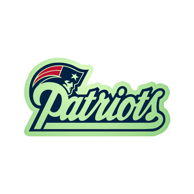 New England Patriots - White and Blue Lettering - Glow in the Dark Vinyl Sticker - Custom Size
