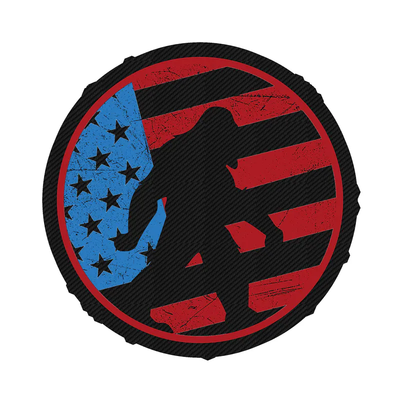 Bigfoot with American Flag - Flag Carbon Fiber Vinyl Decal - Custom Size