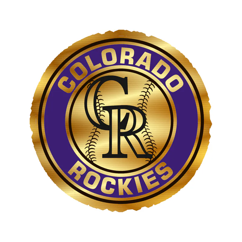 Colorado Rockies - Purple Circle With Baseball - Gold Chrome Vinyl Sticker