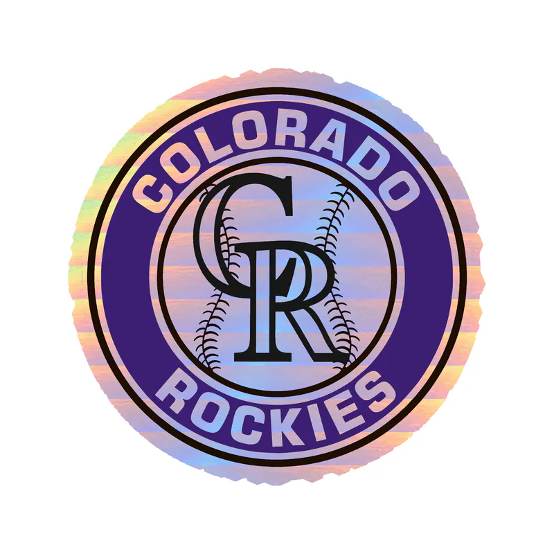 Colorado Rockies - Purple Circle With Baseball - Holographic Vinyl Sticker