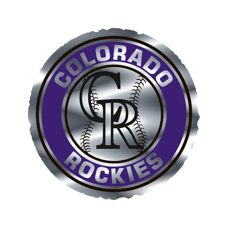 Colorado Rockies - Purple Circle With Baseball - Silver Chrome Vinyl Sticker